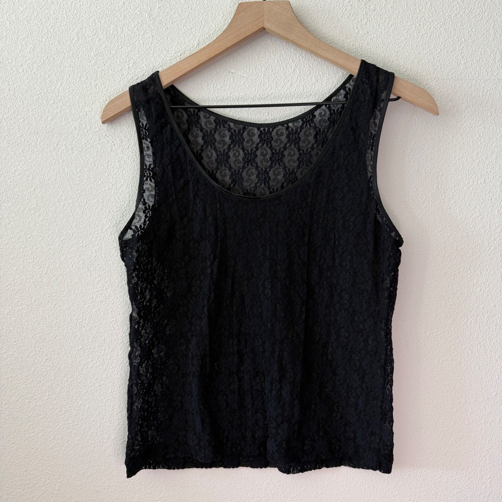 GAVIOTA Womens Floral Lace Stretch Tank Top Size L Fairy Grunge 90s Whimsigoth